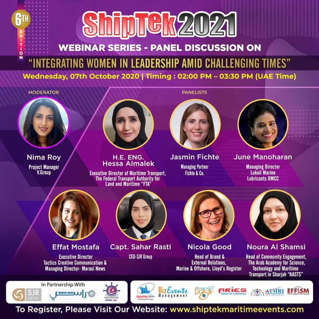 ShipTek Webinar - Panel Discussion on “INTEGRATING WOMEN IN LEADERSHIP AMID CHALLENGING TIMES” - (Wednesday)7th October’20