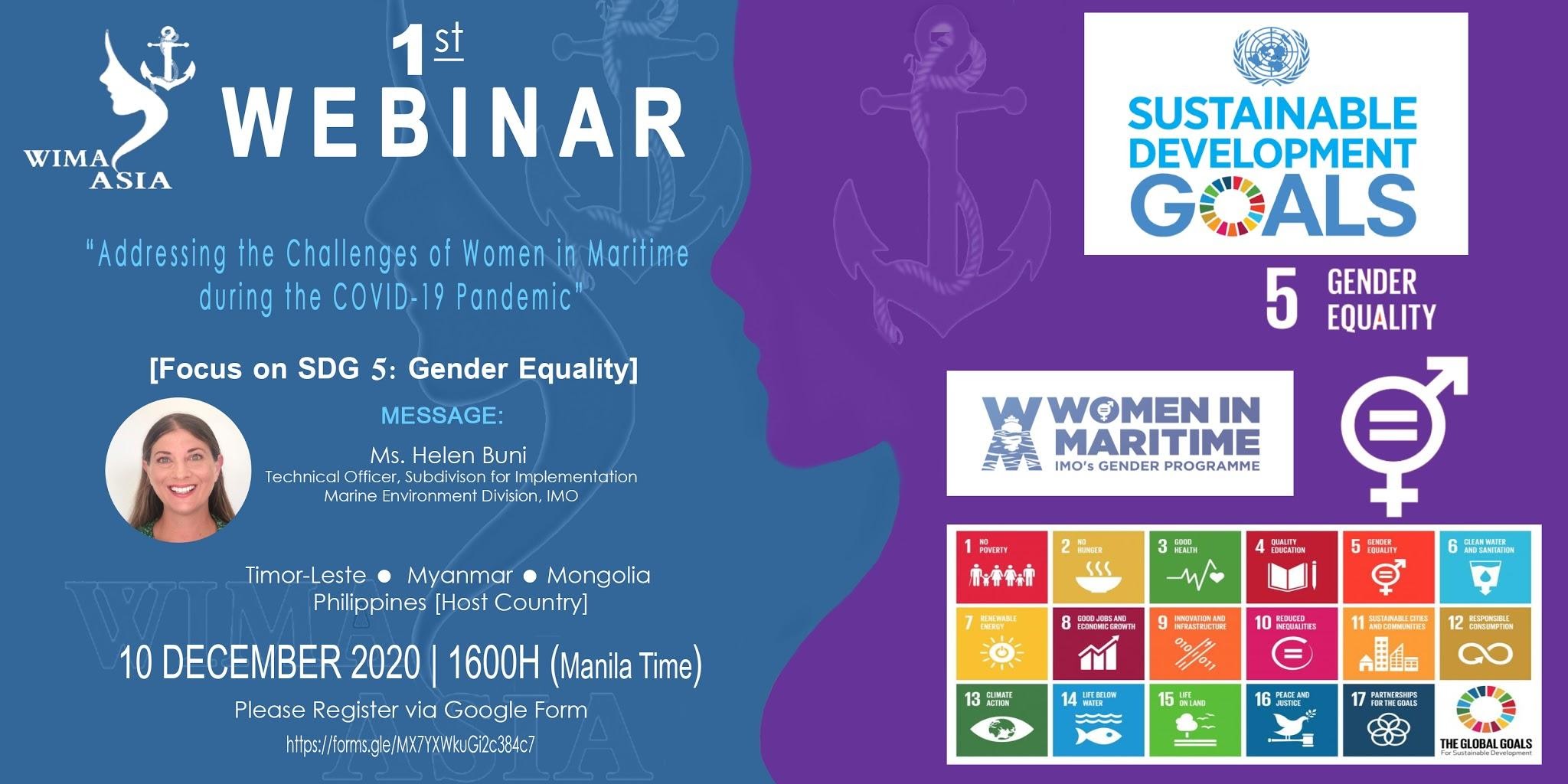 WIMA ASIA  1st Webinar - 11 Dec. 2020 -  Addressing the challenges of women in maritime during the COVID-19 Pandemic - Join now!