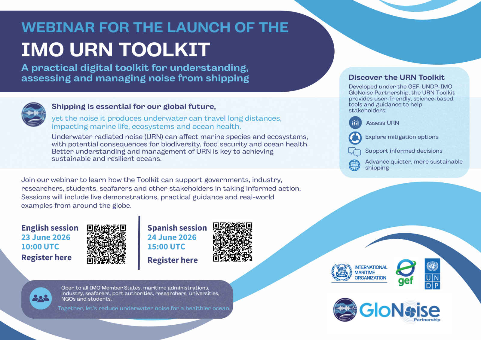 Invitation to Participate in the Introductory Webinars for the Launch of the IMO Underwater Radiated Noise (URN) Toolkit